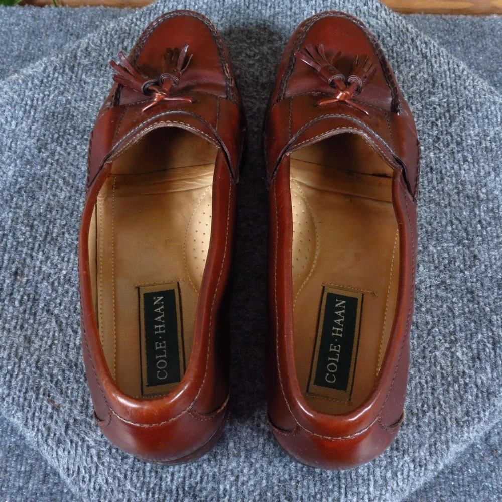 Cole Haan Pinch Tassel Loafer Mens Shoe Sz 11.5 B Narrow Dress Burgundy Leather